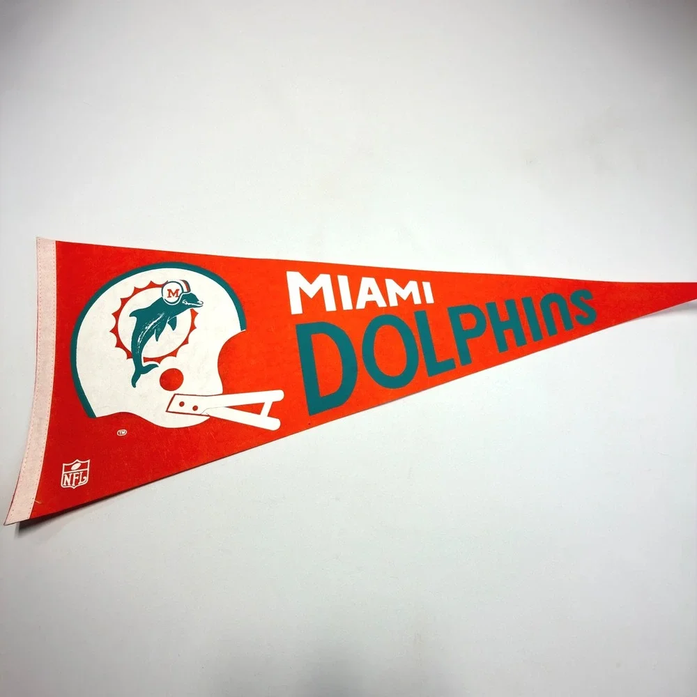 Miami Dolphins Vintage Felt Pennant Orange NFL Helmet Logo Wall Banner